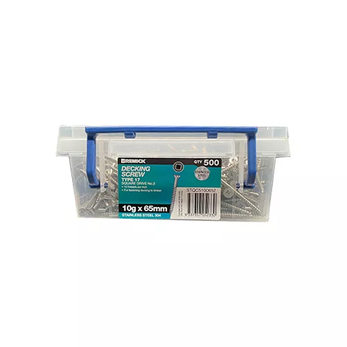 Decking Screw 10g x 65mm Stainless Steel Timber Screws Box of 500