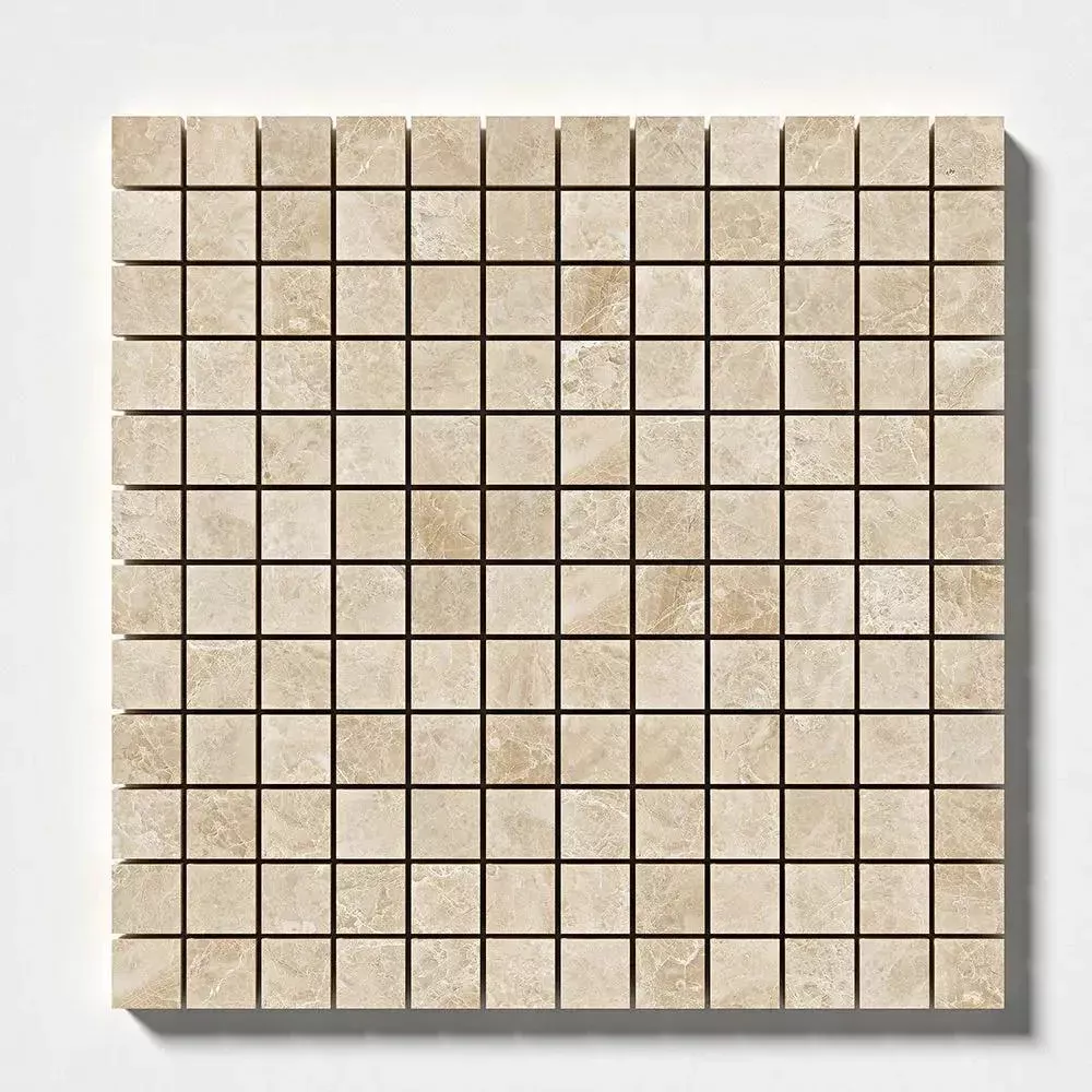 Delicate Beige Polished 1x1 Marble Mosaics 12x12