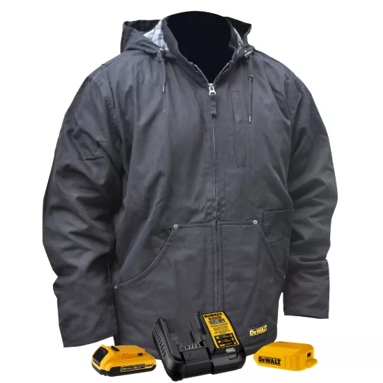 Dewalt Men's Heated Heavy Duty Work Coat Kit - Black - Size XL