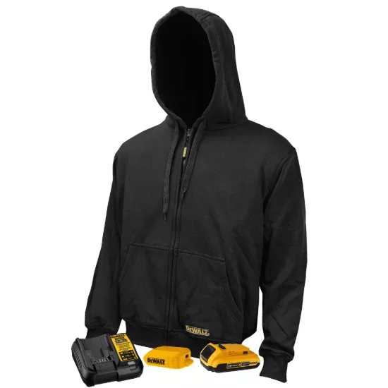 Dewalt Men's Heated Hoodie Sweatshirt with Battery - Black - Size S