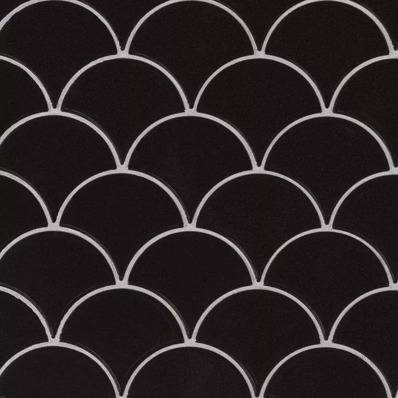 Domino Black Scale Glossy PorcelainMosaic