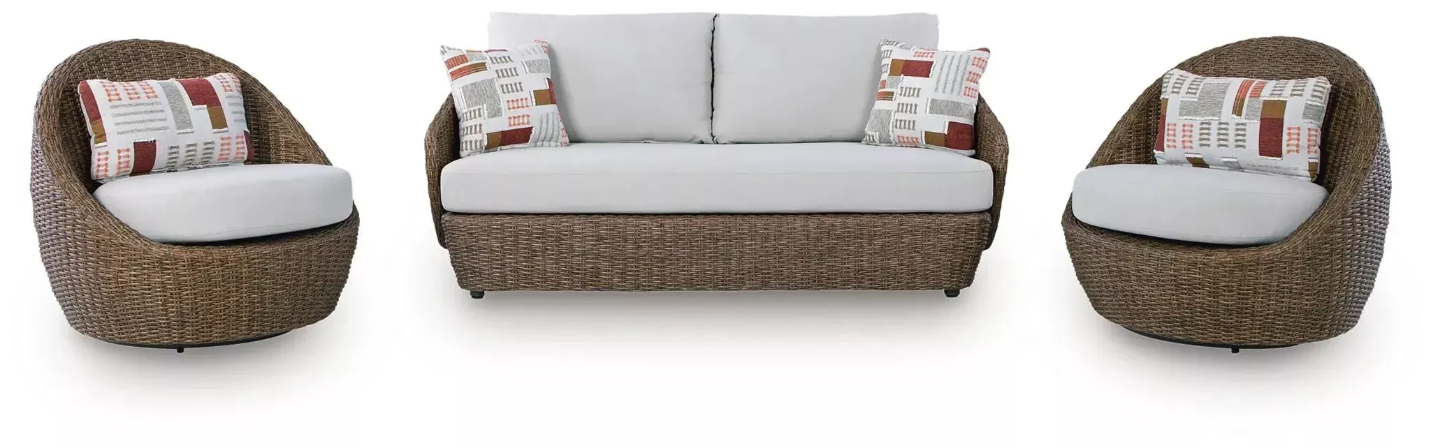 Double Point - Loveseat, Swivel Chairs Set (Set of 3) - Beige