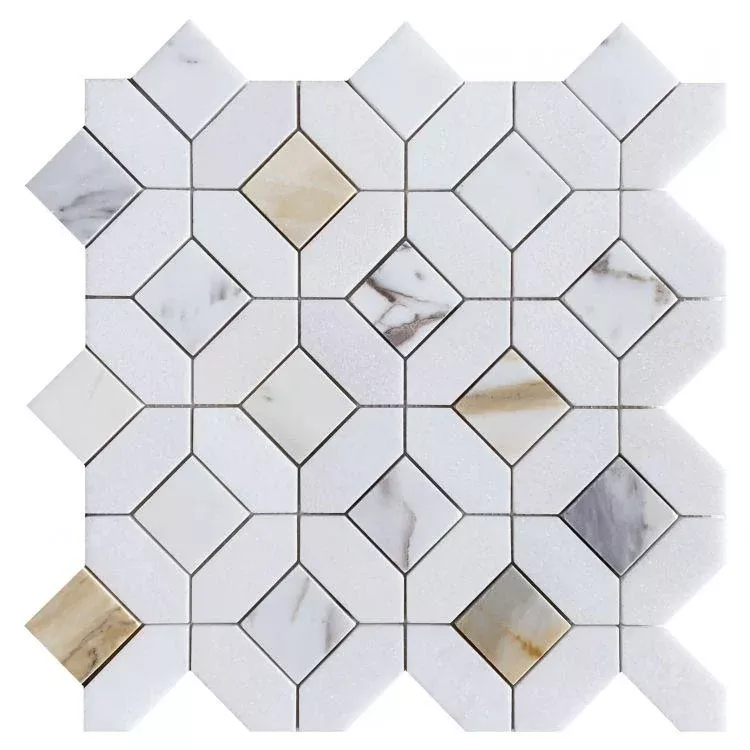 Eclipse Mosaic Marble Tile in Calacatta Gold - Hexagon Size