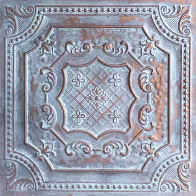 Elizabethan Shield - Faux Tin Ceiling Tile - 24 in x 24 in - #DCT 04 - (Pack of 25) / 100 sqft