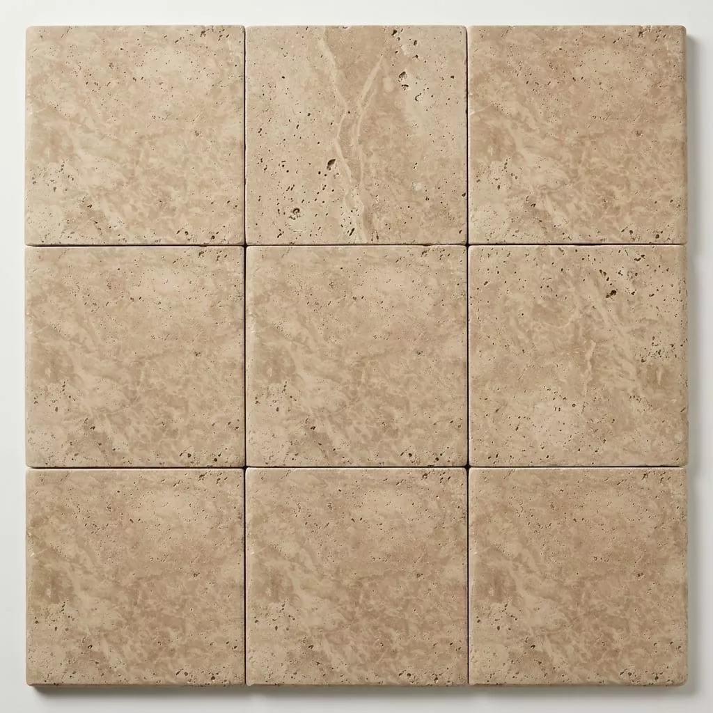 English Walnut Travertine Coping 12x12 Unfilled Bullnose 2 inch