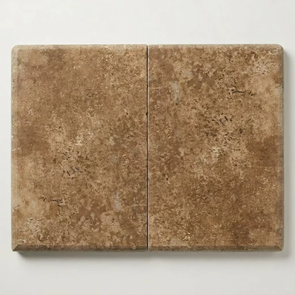 English Walnut Travertine Coping 12x18 Tumbled Double Bullnose 1.25 inch