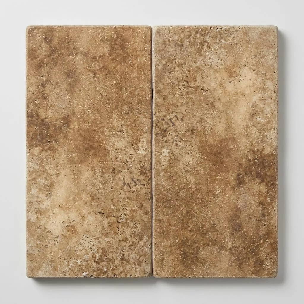 English Walnut Travertine Coping 12x24 Tumbled Bullnose1.25 inch