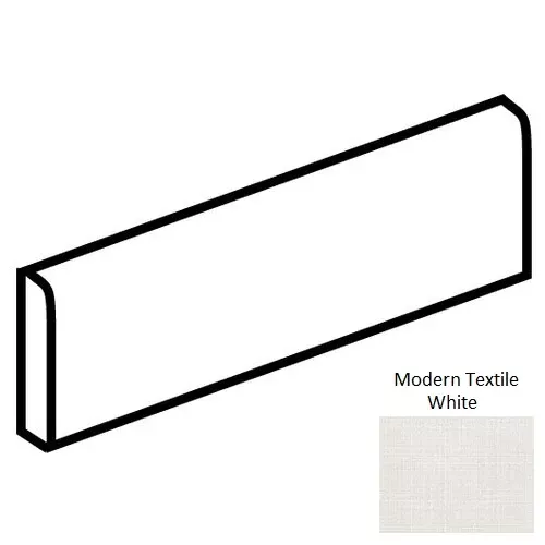 Fabric Art Modern Textile White Porcelain Floor & Wall Trim - 3" x 12" Bullnose
