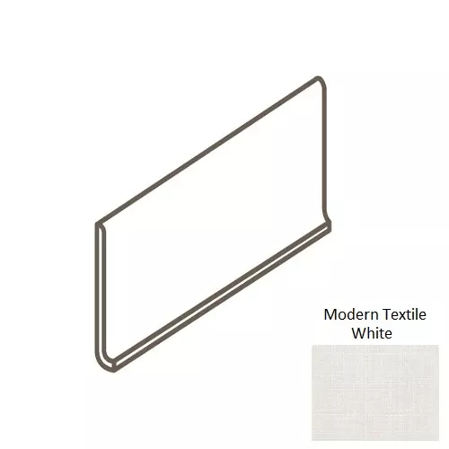 Fabric Art Modern Textile White Porcelain Floor & Wall Trim - 6" x 12" Cove Base