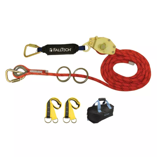 FallTech 100' Temp Horizontal Lifeline Kit 2-Person Kernmantle with Energy Absorber