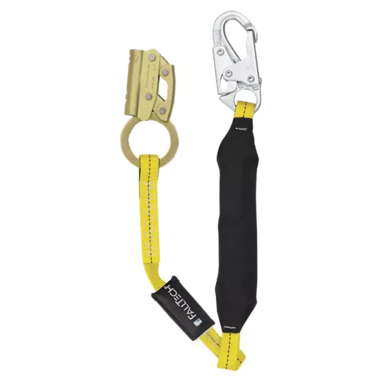 FallTech 3' Shock Absorbing Lanyard with Manual Rope Adjuster/Grab Softpack