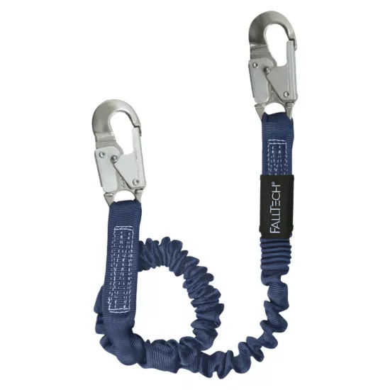 FallTech 6' Shock Absorbing Lanyard Single Leg; Elastech with Alum Snap Hooks