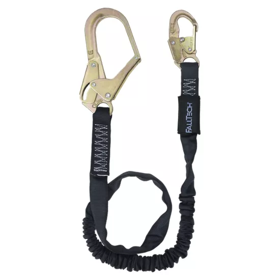 FallTech 6' Shock Absorbing Lanyard Single Leg; Heavyweight with Rebar Hook