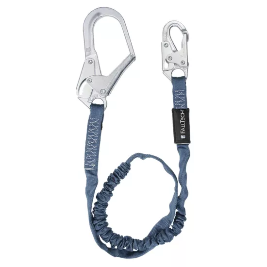 FallTech 6' Shock Absorbing Lanyard Single Leg; Internal with Rebar Hook