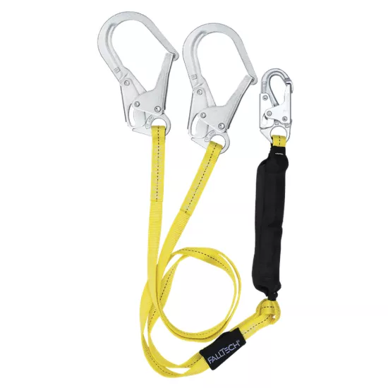 FallTech 6' Shock Absorbing Lanyard Y-Legs; FT Basic Softpack with Rebar Hooks