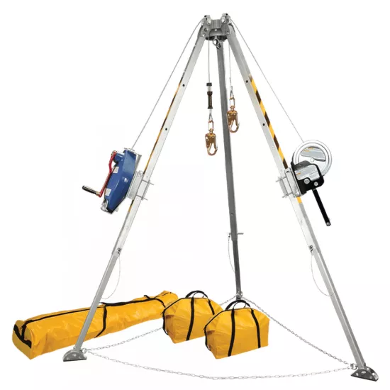 FallTech 8' Tripod Kit with 7297 Winch 7281 3-Way Self Retracting Lifeline-R and Storage Bags