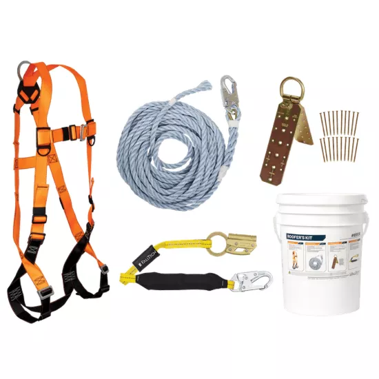 FallTech Roofer's Kit Ftbasic+ Orange Harness Mating Buckle Legs