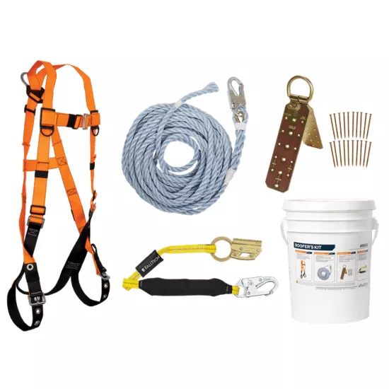 FallTech Roofer's Kit Ftbasic+ Orange Harness Tongue Buckle Legs