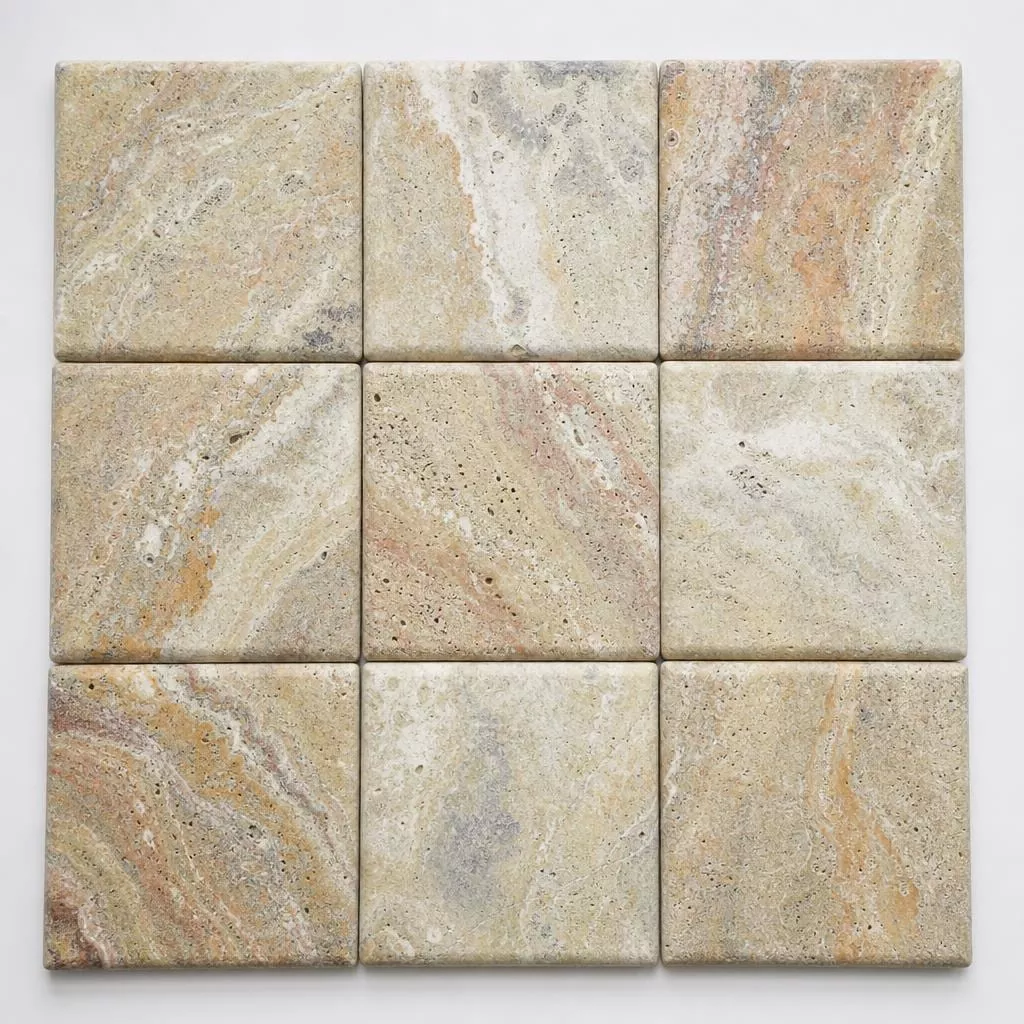 Fantastico Coping Travertine Tile in Unfilled 12x12 Honed Bullnose
