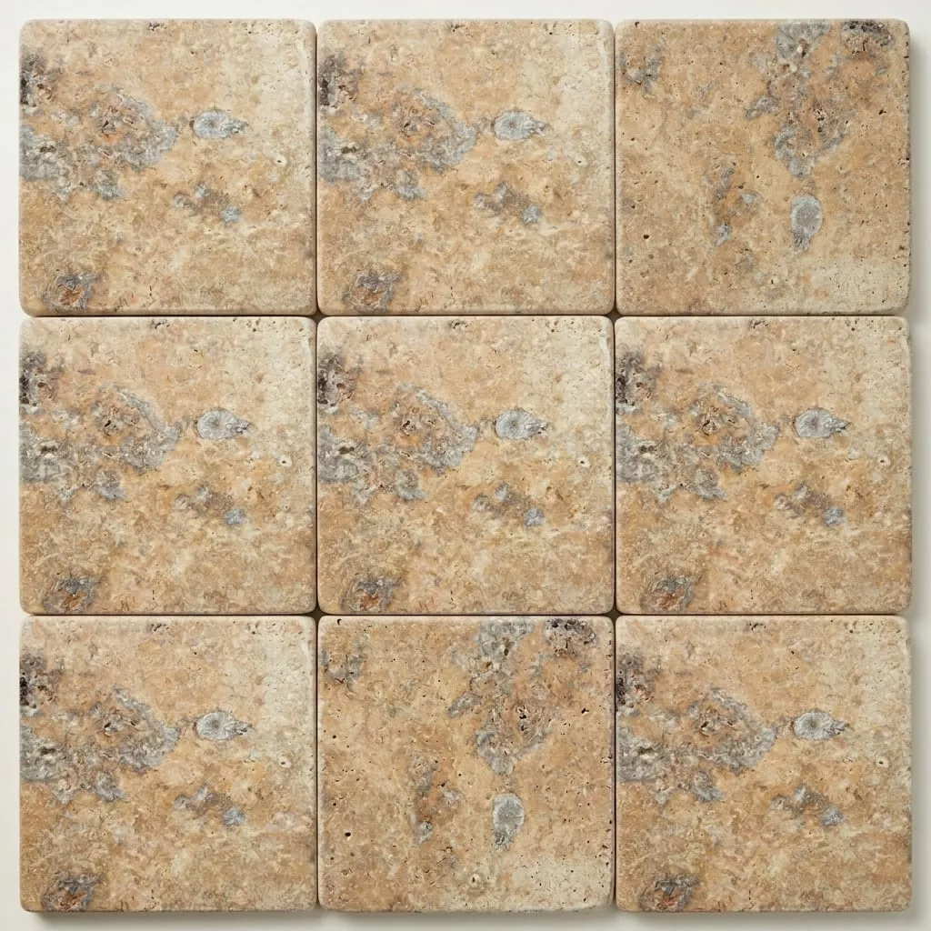 Fantastico Travertine Coping 12x12 Unfilled Honed Bullnose 1.25 inch