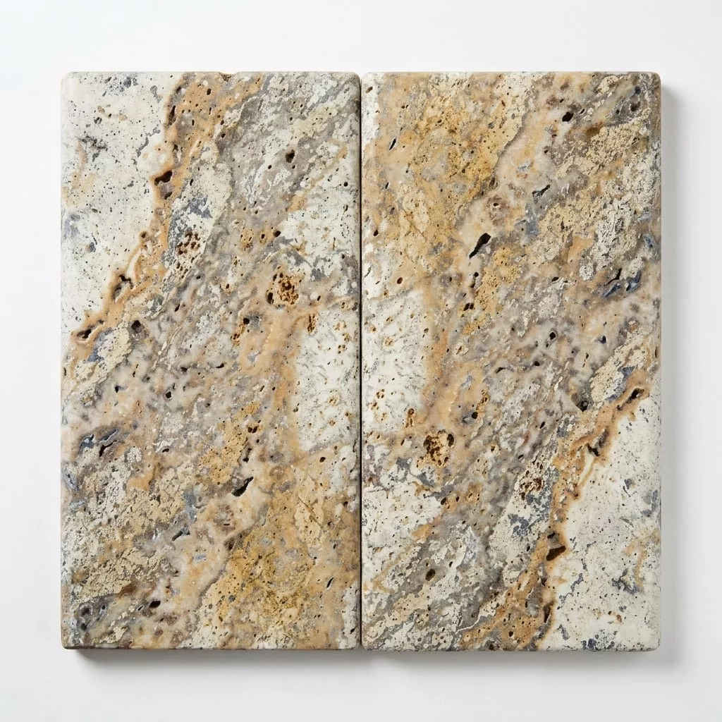 Fantastico Travertine Coping 12x24 Tumbled Bullnose in Grey 1.25 inch