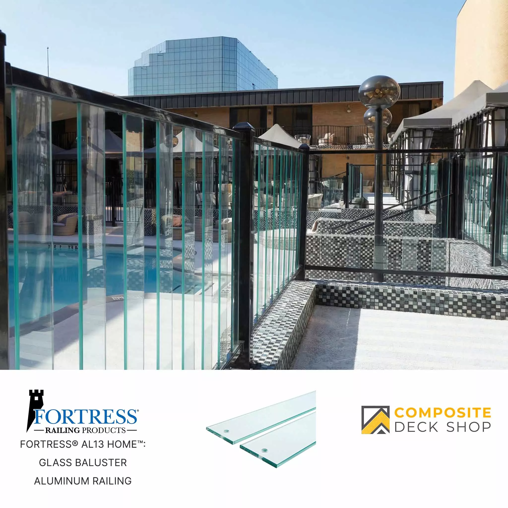 Fortress Al13 HOME™ Pure View Glass Baluster Aluminum Railing – Baluster Glass Infill