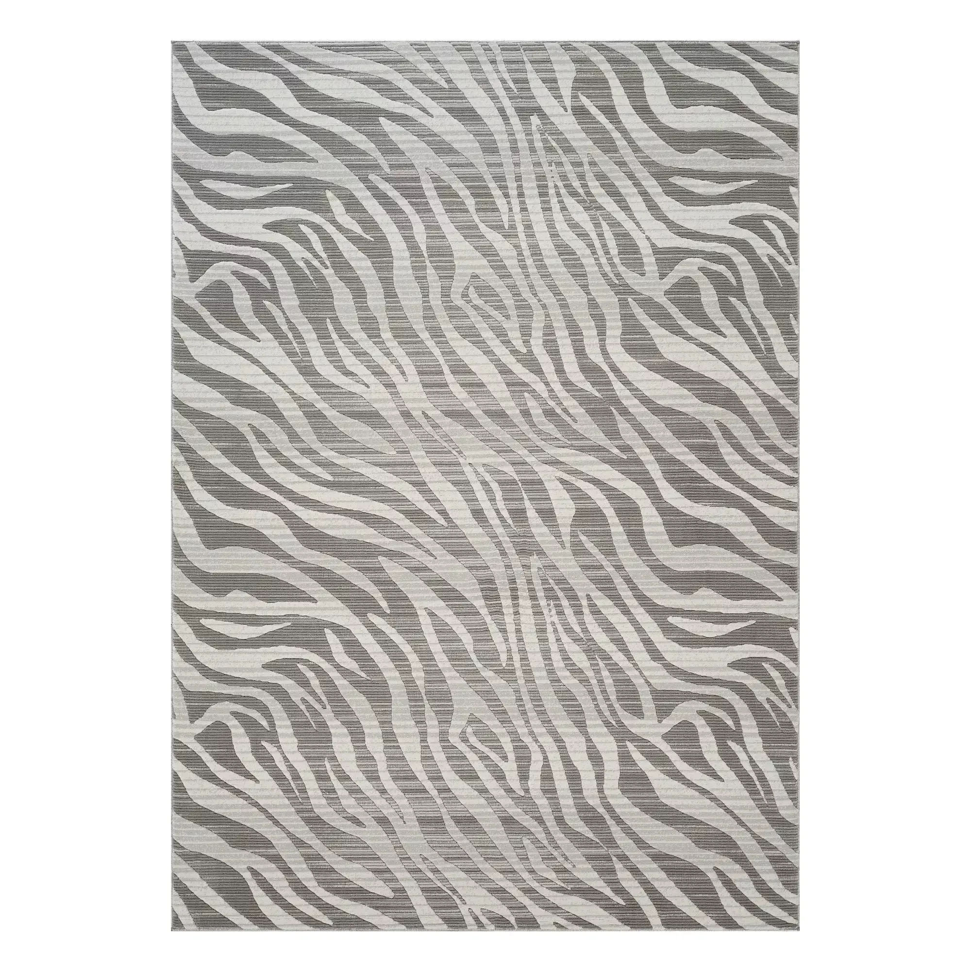 Geometrix - 5'3" X 7'3" Area Rug Geometric & 3D Effect - Ivory / Gray