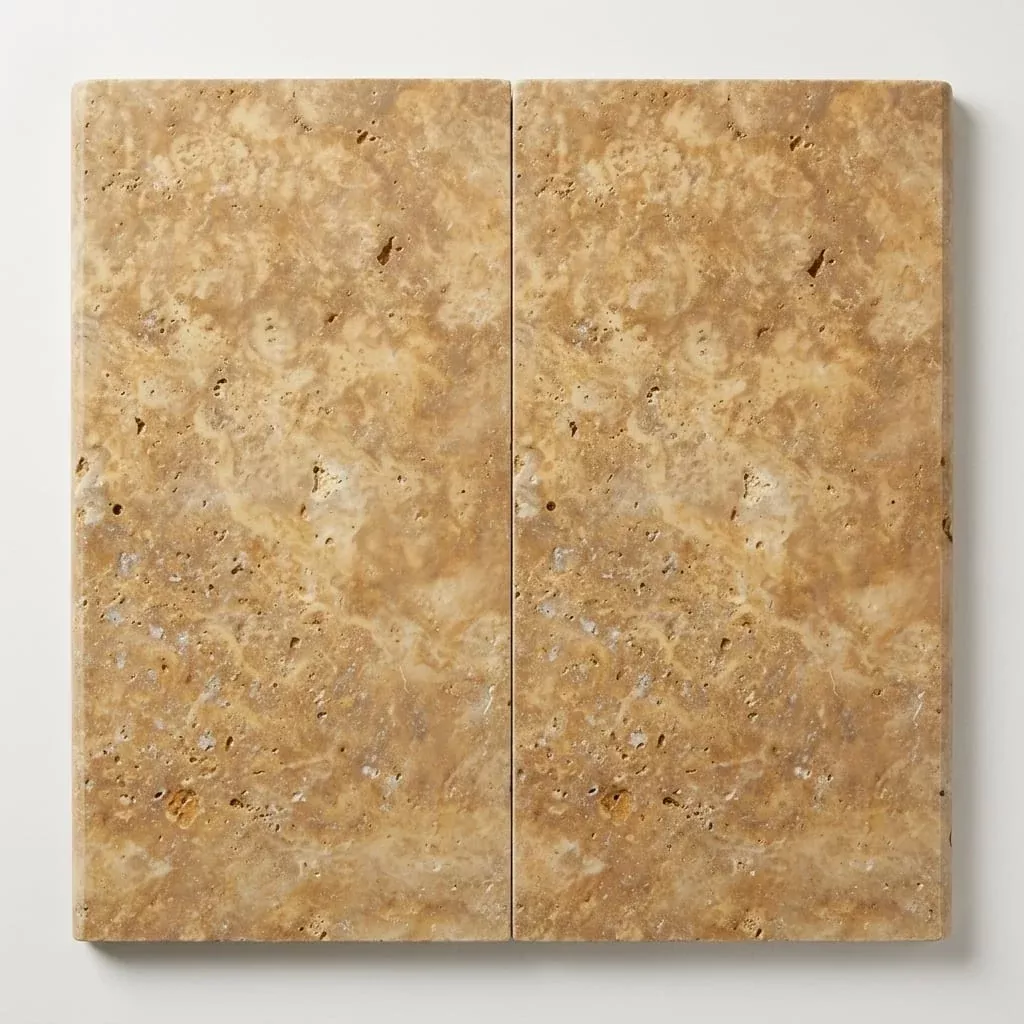 Gold Travertine Coping 12x24 Unfilled, Honed Bullnose2 inch