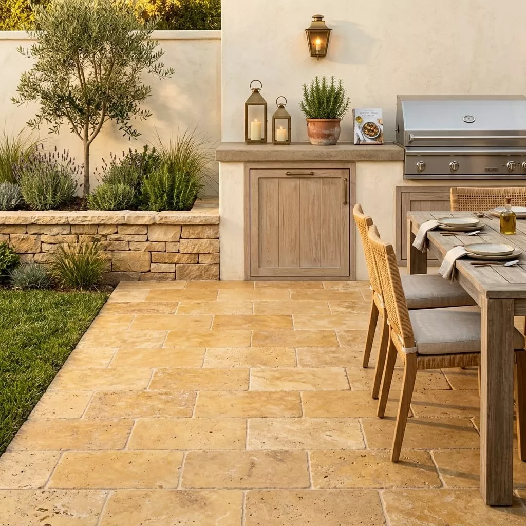 Gold Travertine Paver 6x12 Tumbled 1.25 inch