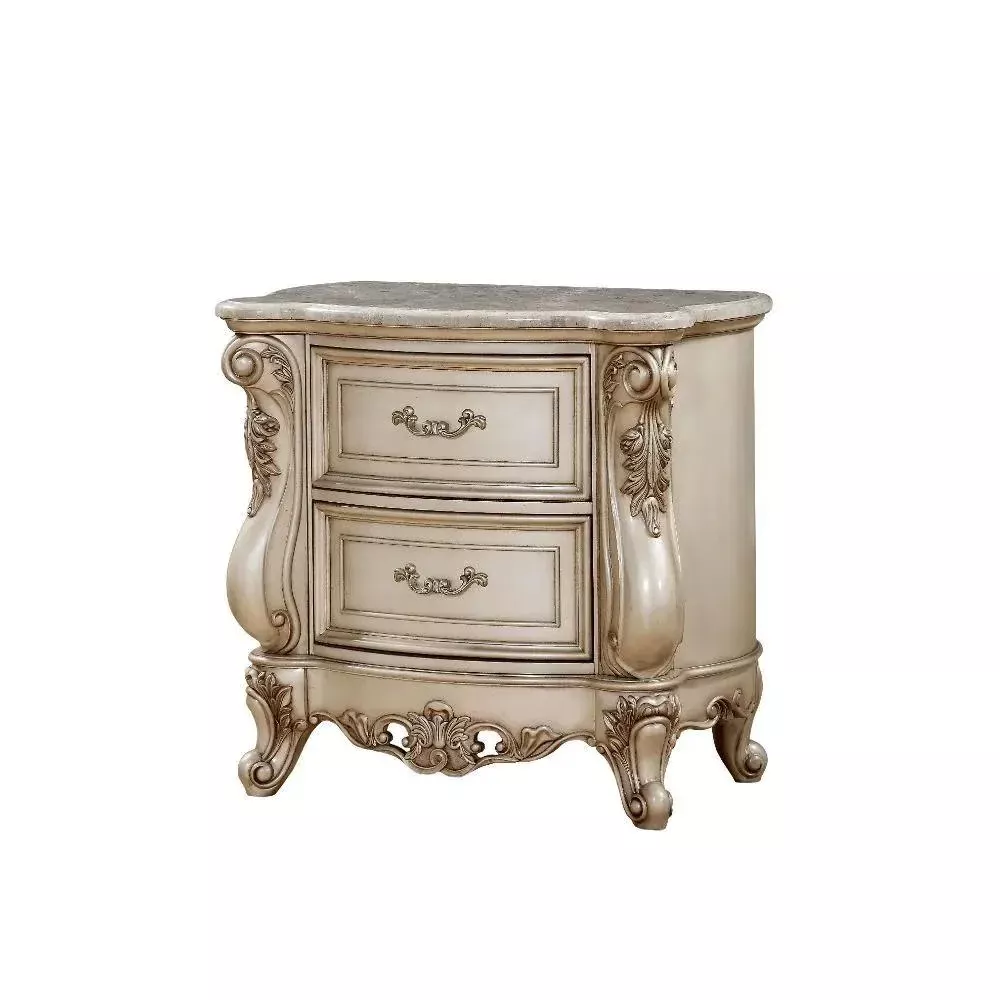 Gorsedd - Nightstand With Marble Top - Marble Top & Golden Ivory