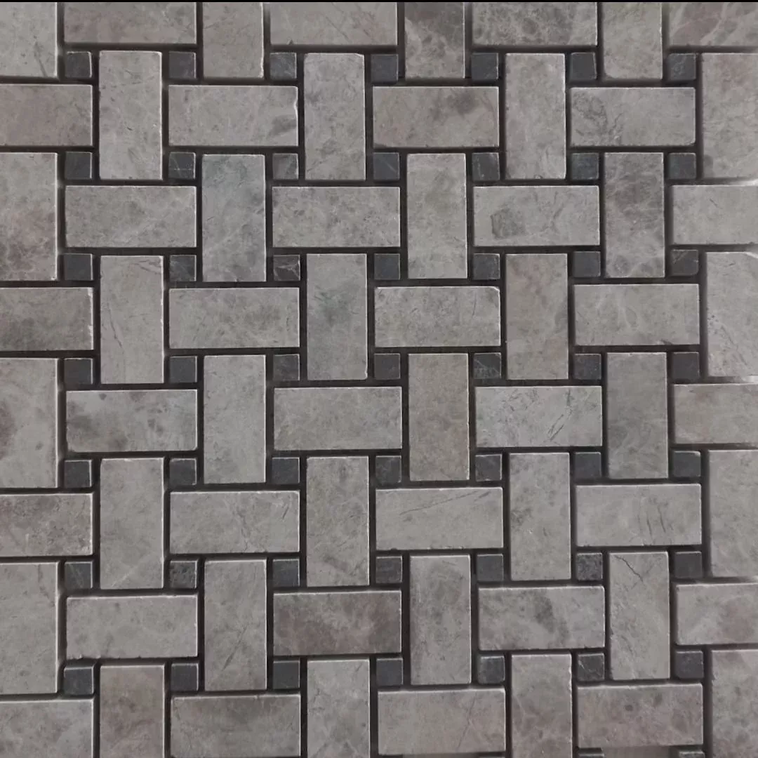 GREY & EMPRADOR, BASKET WEAVE, Mosaic - Mediterranean