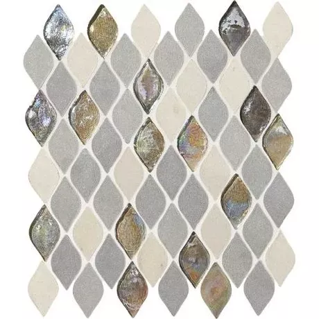 Gris Et Blanc Marble & Limestone Mosaic - 1 3/8" x 2 3/8" Raindrop