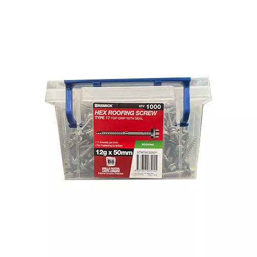 Hex Head Roofing Screw 12 x 50mm Top Grip with Seal B8 Coating Timber Screws Box of 1000