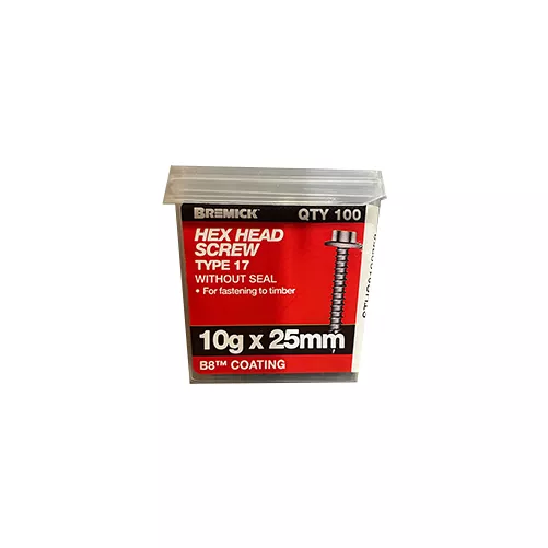 Hex Head Screw 10 x 25mm B8 Coating Timber Screws Box of 100