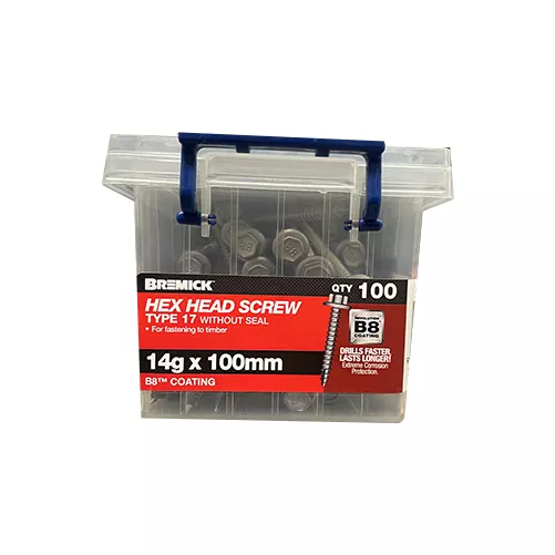 Hex Head Screw 14 x 100mm B8 Coating Timber Screws Box of 100