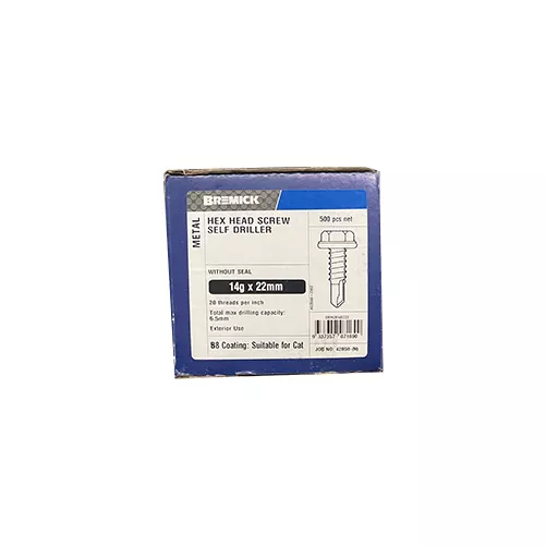 Hex Head Screw 14g x 22mm B8 Metal Screws Box of 500