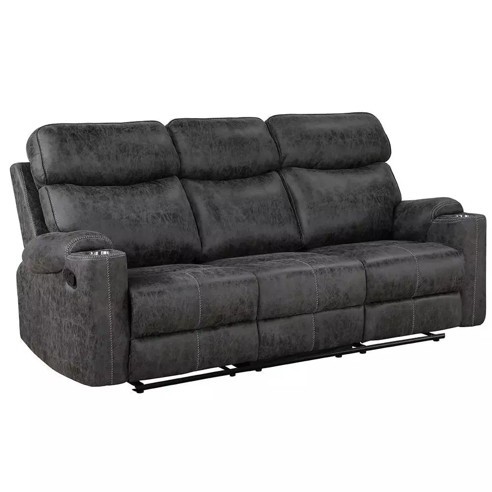 Hirah - Motion Sofa - Dark Gray Polish Microfiber