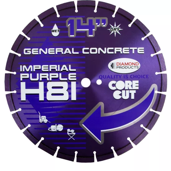 Imperial Purple Diamond Blade Dry Segmented - with Universal Arbor - 14" x .125 x UNV