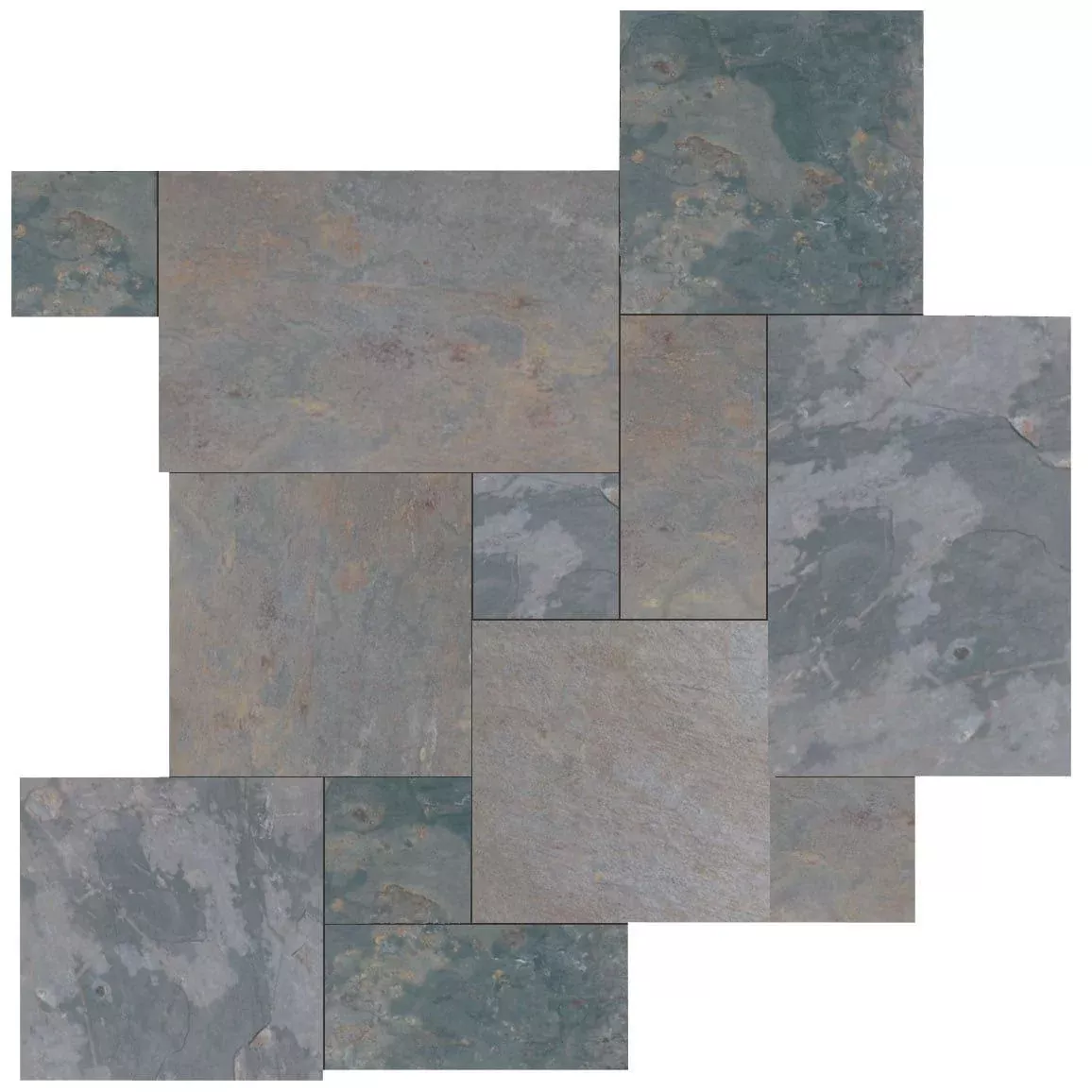 Indian Multicolor Slate Versailles Pattern - Natural Cleft Face, Gauged Back