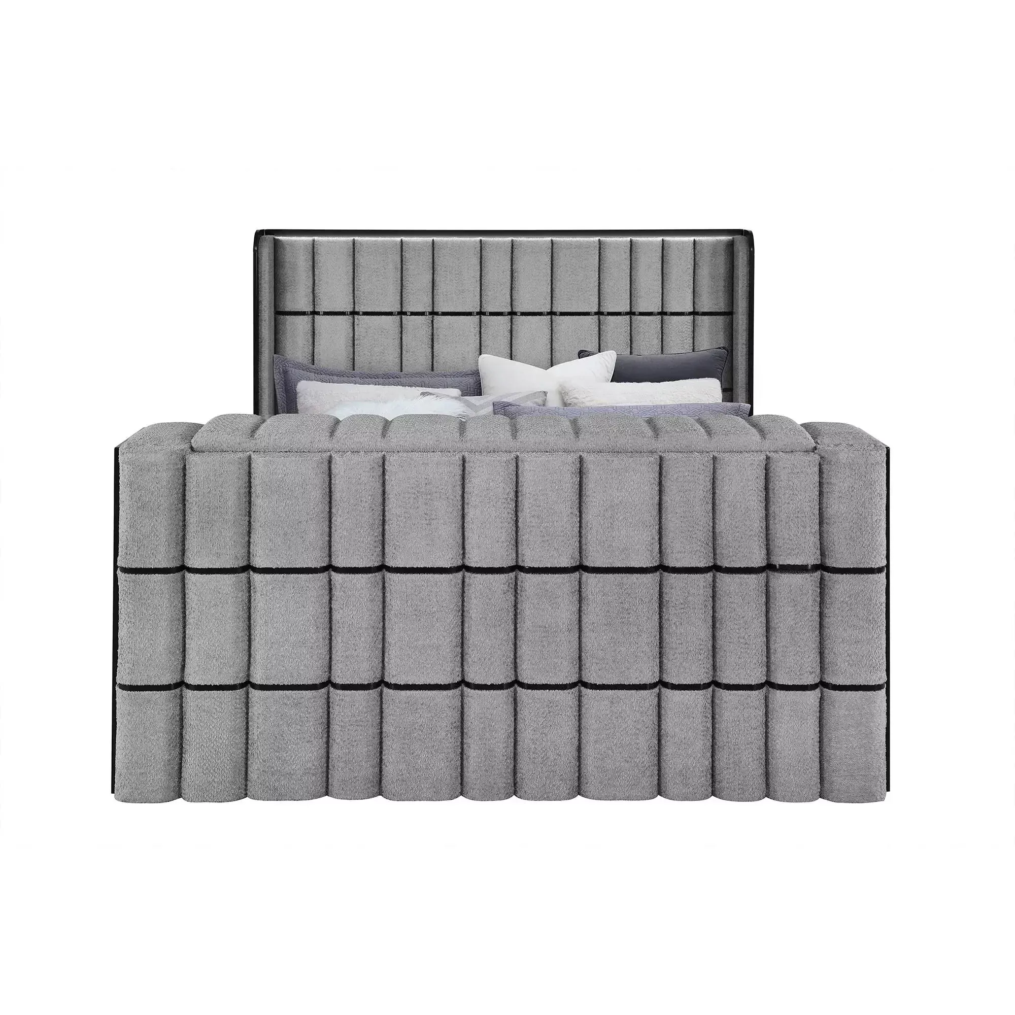 Isaiah - 5 Piece Bedroom Set With TV Lift-LED, Speakers And Fireplace