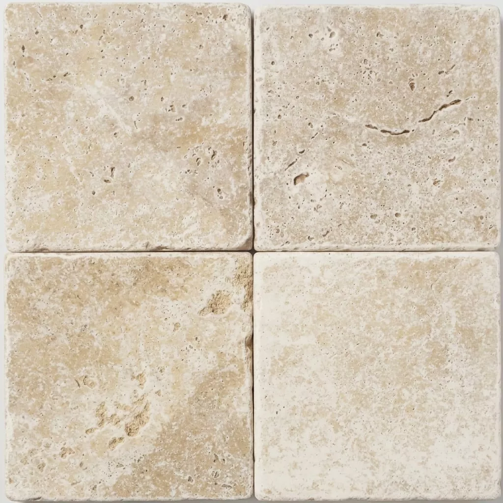 Ivory Beige Travertine Paver 16x16 Tumbled 1.25 inch