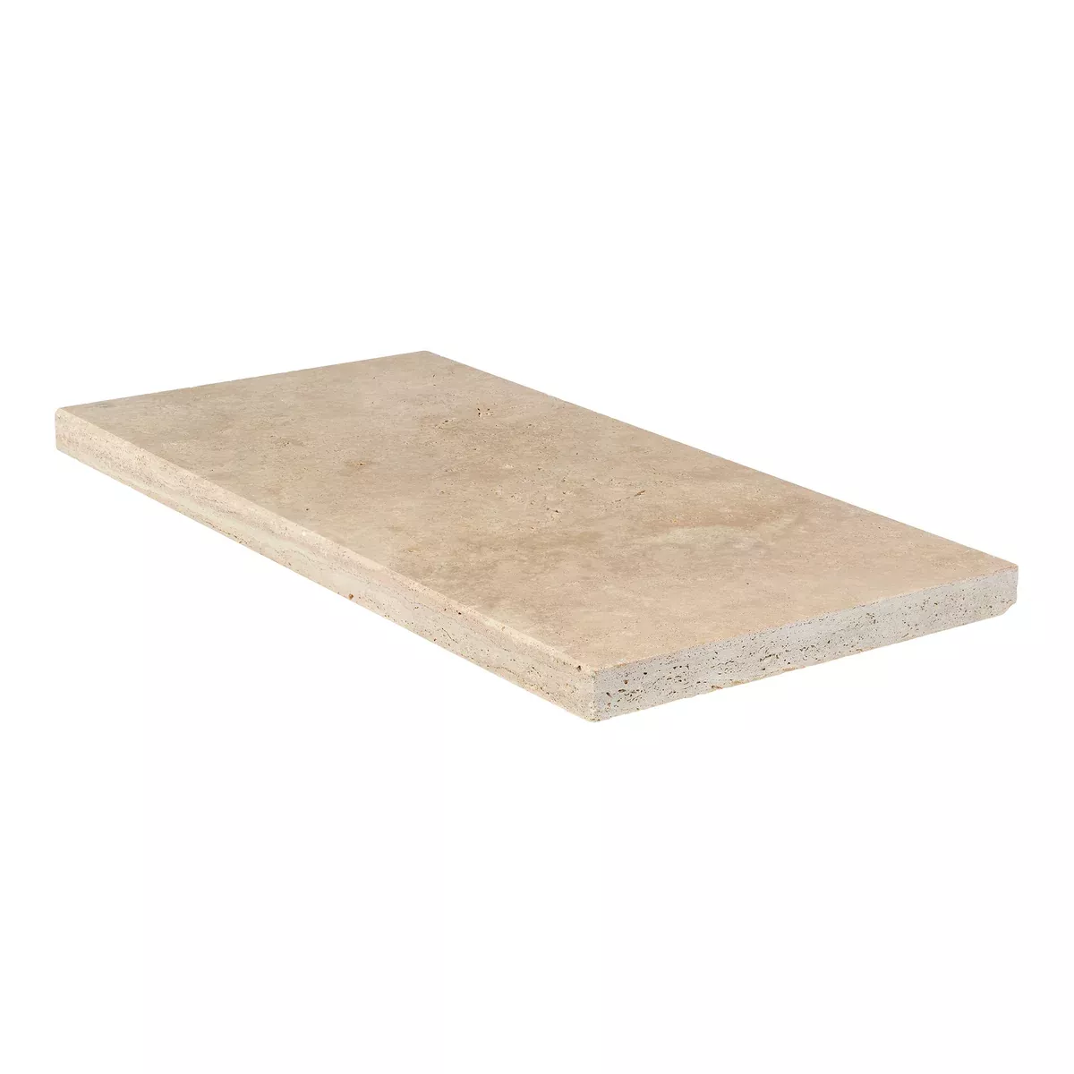 Ivory Cross Cut Travertine Modern Edge Pool Coping - Filled & Honed