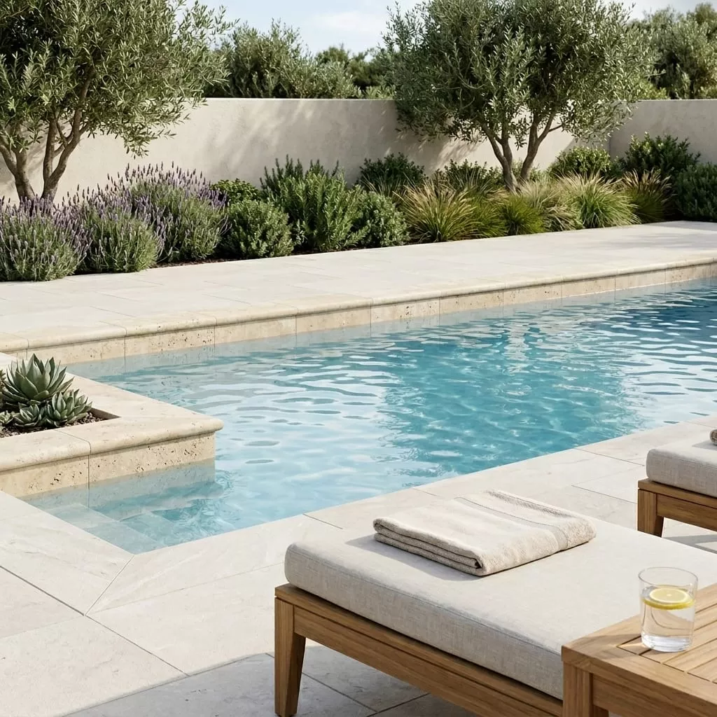 Ivory Travertine Coping 16x24Bullnose5 cm
