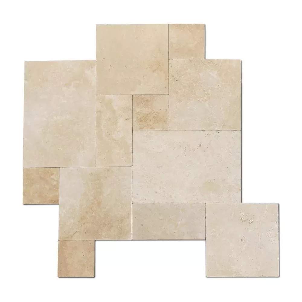 Ivory Travertine Paver Pattern Tumbled 1.25 inch