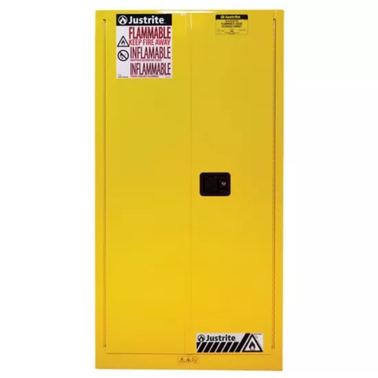 Justrite 60 Gallon 2 Shelf Flammable Storage Cabinet with 2 Self Closing Doors