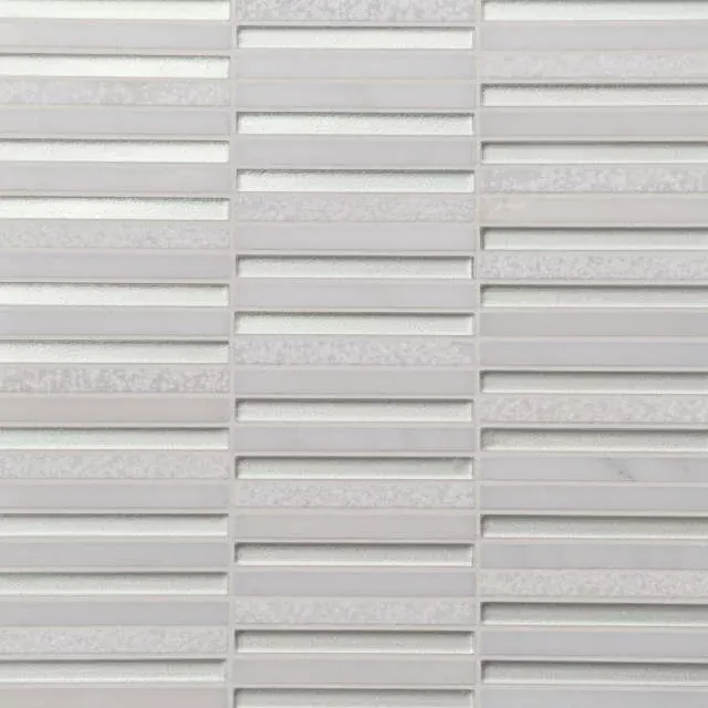 Kaikos Pearl & Oriental White 12x11.75 Stacked Glass/Stone Mosaic