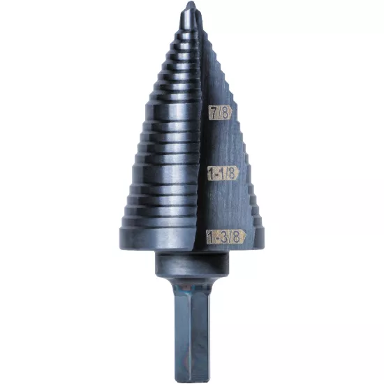 Klein Tools 3-Step Drill Bit - 3/8" Hex - Double Straight Flute - 7/8" to 1-3/8"