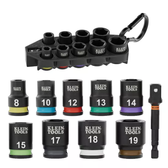 Klein Tools 9-in-1 Impact Rated Flip Socket Set