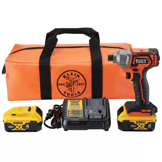 Klein Tools Battery-Operated Compact Impact Driver - 1/4" Hex Drive - Full Kit