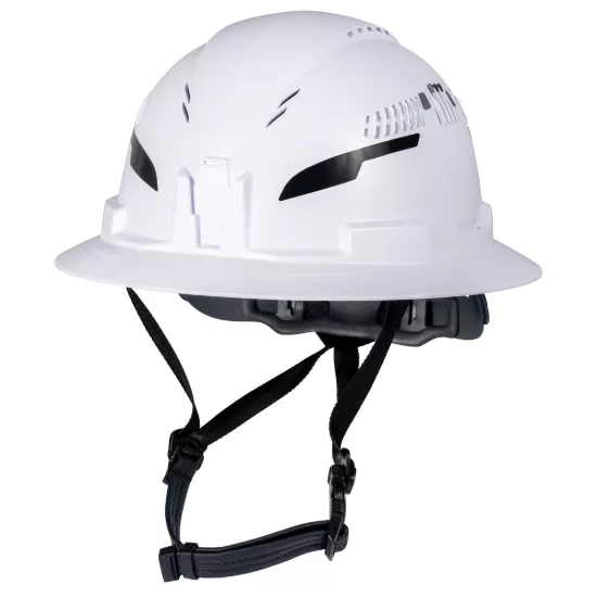 Klein Tools Class C Type-2 Hard Hat - Vented Full Brim Style with Chin Strap - White